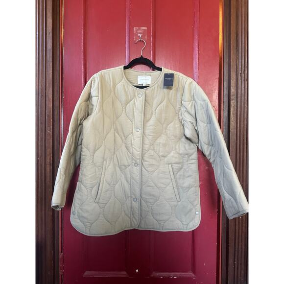 NWT Lucky Brand Women’s Lightweight Quilted Snap Jacket L Taupe Tan Beige Liner - Picture 4 of 9
